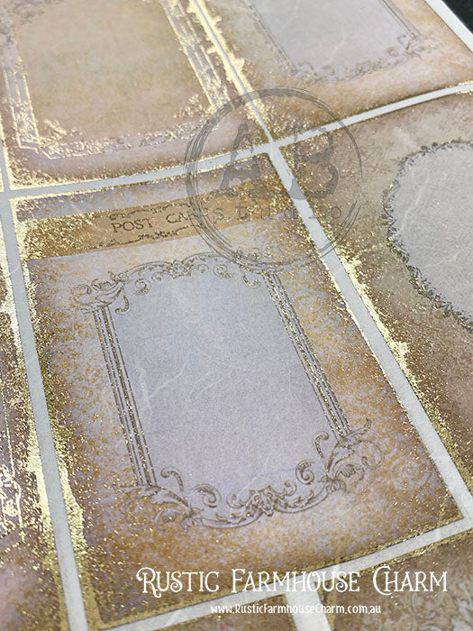 ABstudio Rice Paper Colour/Gold-Gilded - 1503 (A4) - Rustic Farmhouse Charm