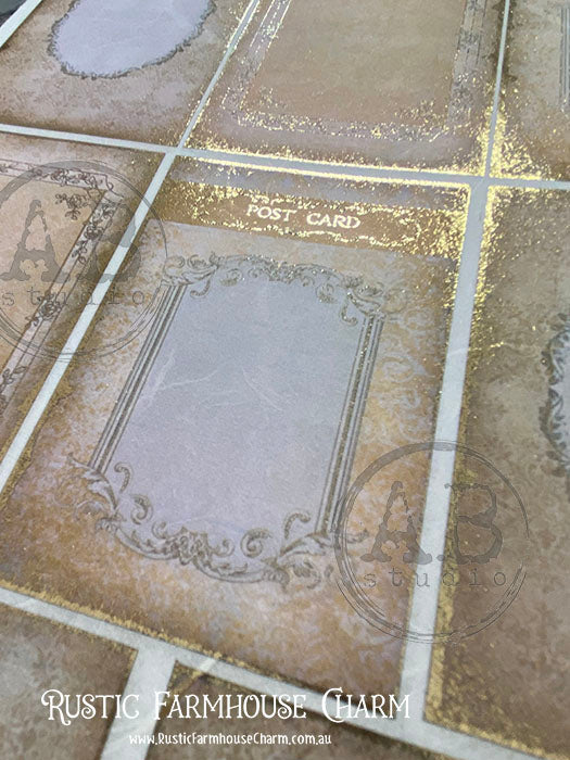ABstudio Rice Paper Colour/Gold-Gilded - 1503 (A4) - Rustic Farmhouse Charm
