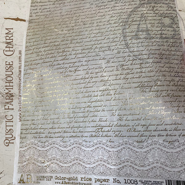 ABstudio Rice Paper Colour/Gold-Gilded - 1008 (A4)
