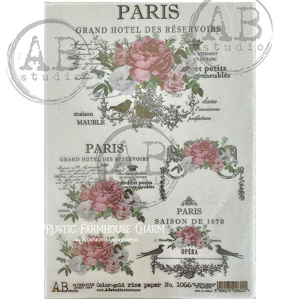 ABstudio Rice Paper Colour/Gold-Gilded - 1066 (A4) - Rustic Farmhouse Charm