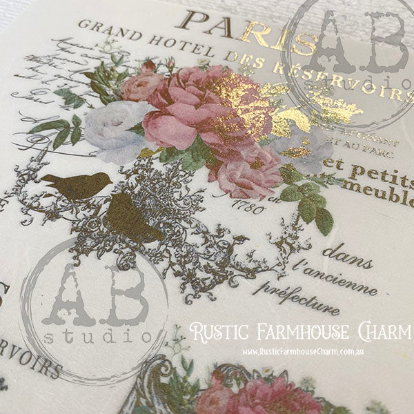 ABstudio Rice Paper Colour/Gold-Gilded - 1066 (A4) - Rustic Farmhouse Charm