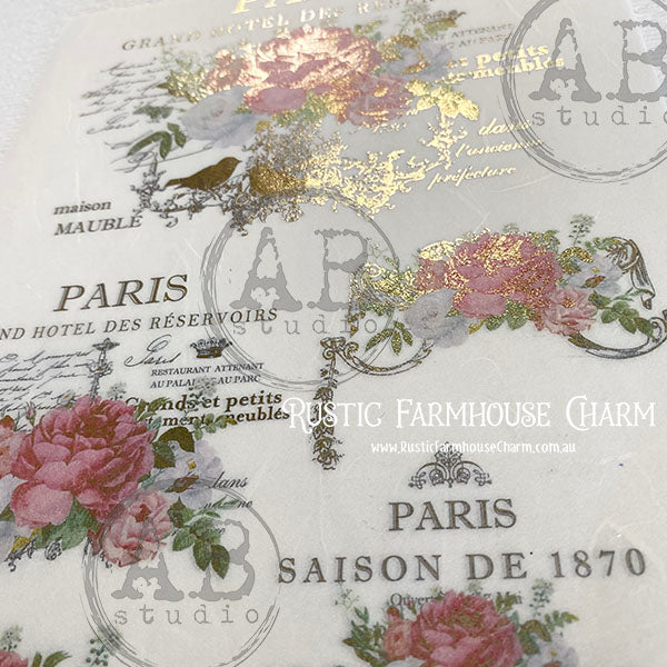 ABstudio Rice Paper Colour/Gold-Gilded - 1066 (A4) - Rustic Farmhouse Charm