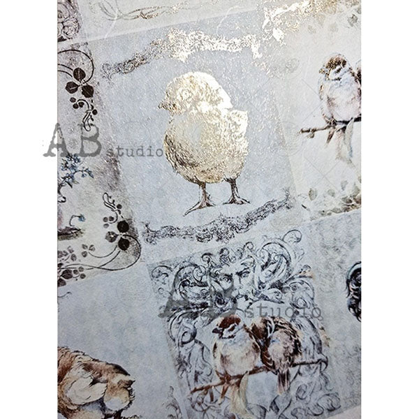 ABstudio Rice Paper Colour/Gold-Gilded - 1580 (A4) - Rustic Farmhouse Charm