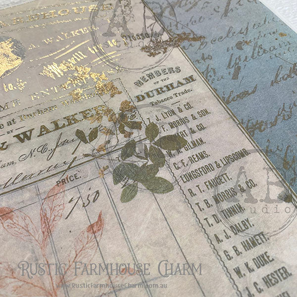 ABstudio Rice Paper Colour/Gold-Gilded - 1064 (A4) - Rustic Farmhouse Charm