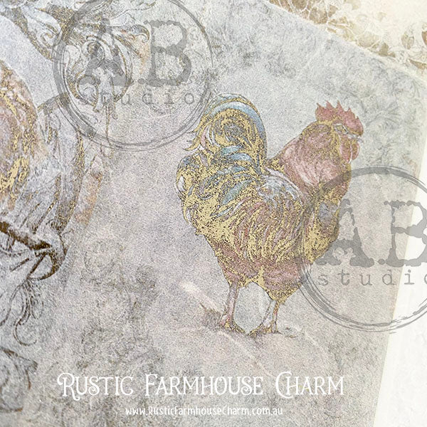 ABstudio Rice Paper Colour/Gold-Gilded - 1580 (A4) - Rustic Farmhouse Charm