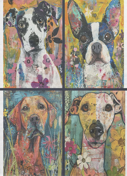 Decoupage Tissue Paper - Colourful Dogs Collage (53.34cm x 73.66cm) - Rustic Farmhouse Charm