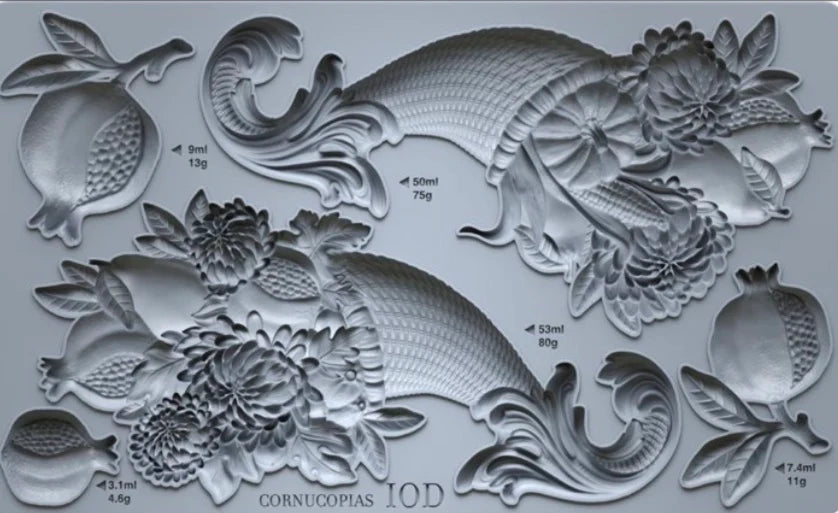 NEW! IOD Mould - CORNUCOPIAS (6"x10", 15.24cm x 25.4cm)