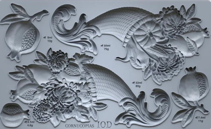 NEW! IOD Mould - CORNUCOPIAS (6"x10", 15.24cm x 25.4cm)
