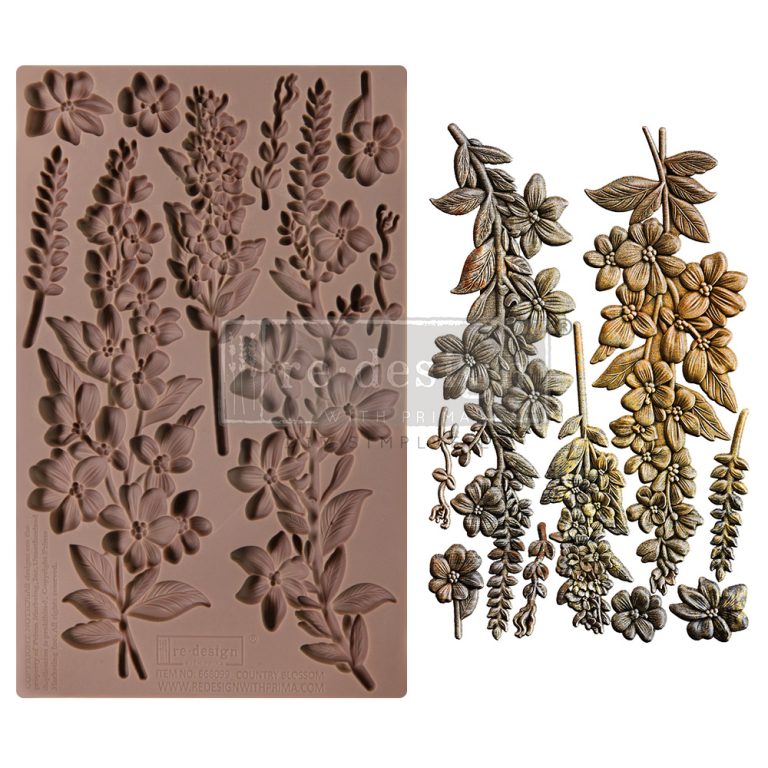 NEW! COUNTRY BLOSSOM Redesign Mould 5"x8" - Rustic Farmhouse Charm