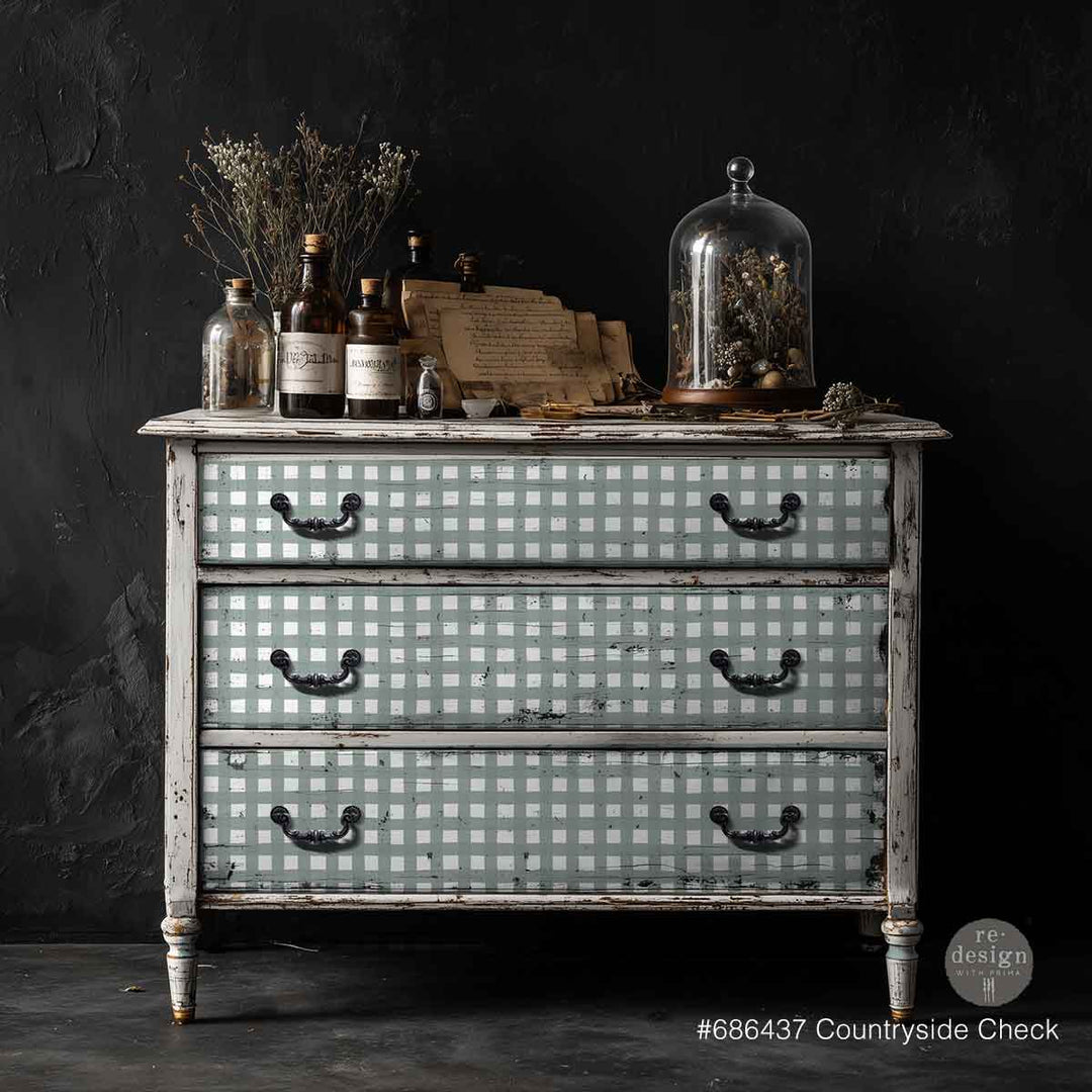 LIMITED! Redesign A1 Decoupage Fibre Paper - COUNTRYSIDE CHECK (59.44cm x 84.07cm)