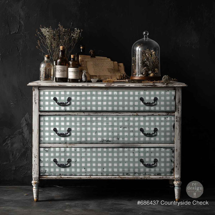 LIMITED! Redesign A1 Decoupage Fibre Paper - COUNTRYSIDE CHECK (59.44cm x 84.07cm)