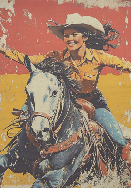 Decoupage Tissue Paper - Cowgirl & Her Horse (53.34cm x 73.66cm) - Rustic Farmhouse Charm