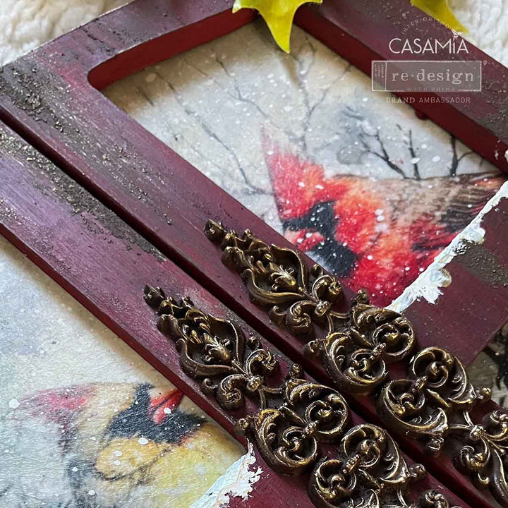 NEW! Redesign A4 Decoupage Fibre Paper - CRIMSON NOEL - Rustic Farmhouse Charm