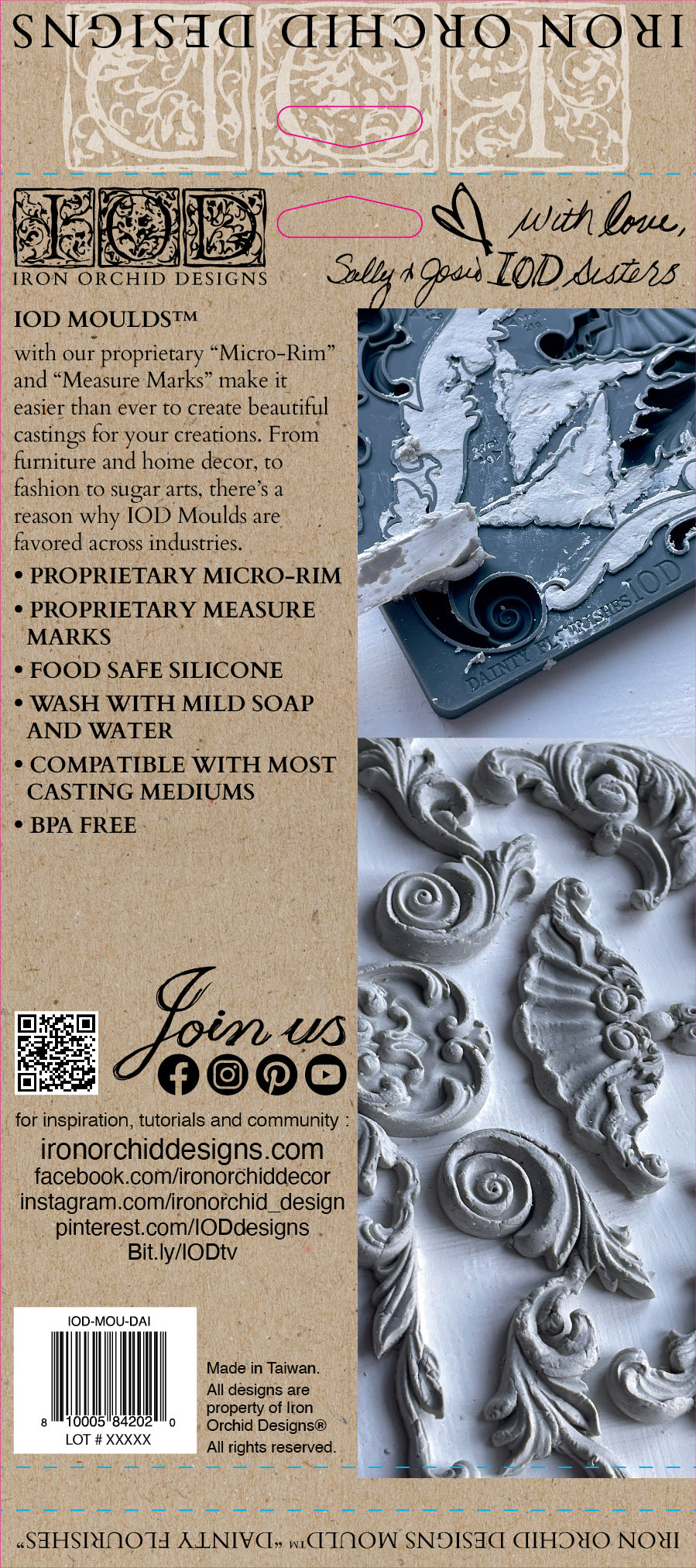 DAINTY FLOURISHES Mould by IOD (6"x10", 15.24cm x 25.4cm) - Rustic Farmhouse Charm