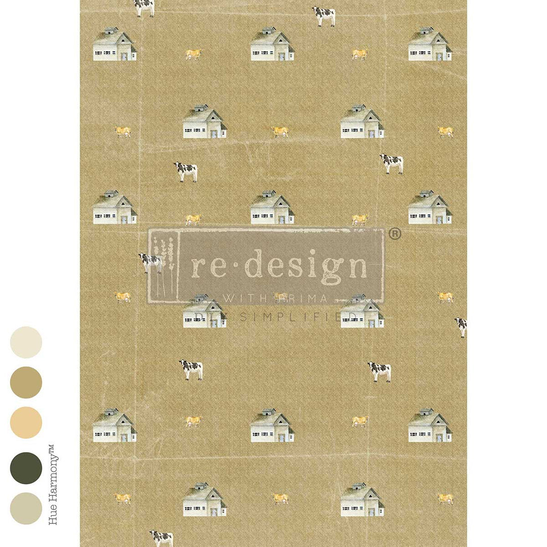 LIMITED! Redesign A3 Decoupage Fibre Paper - DAIRY VALLEY (29.7cm x 41.9cm)