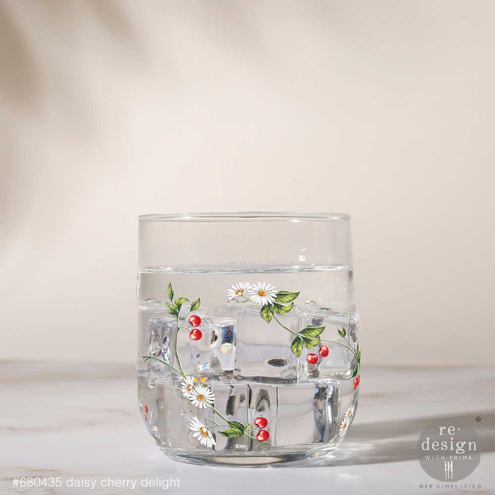 NEW! Redesign Luxe Transfer - DAISY CHERRY DELIGHT (2 sheets, 8.25cm x 29.2cm) - Rustic Farmhouse Charm