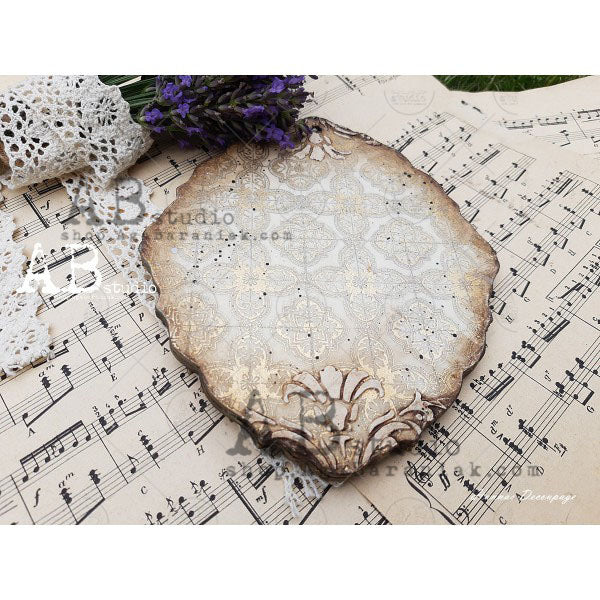 ABstudio Stencil - SCROLLS & FLOURISHES ID-331 (18cmx24cm) - Rustic Farmhouse Charm