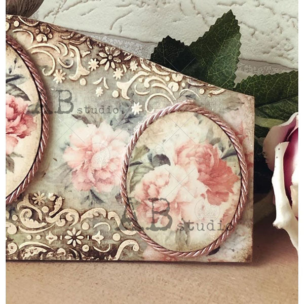 ABstudio Stencil - ORNATE EMBELLISHMENTS ID-386 (20cmx20cm) - Rustic Farmhouse Charm