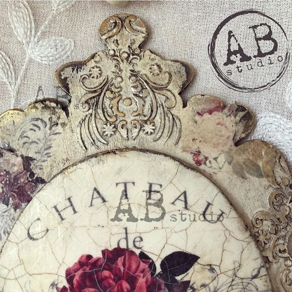 ABstudio Stencil - ORNATE EMBELLISHMENTS ID-386 (20cmx20cm) - Rustic Farmhouse Charm