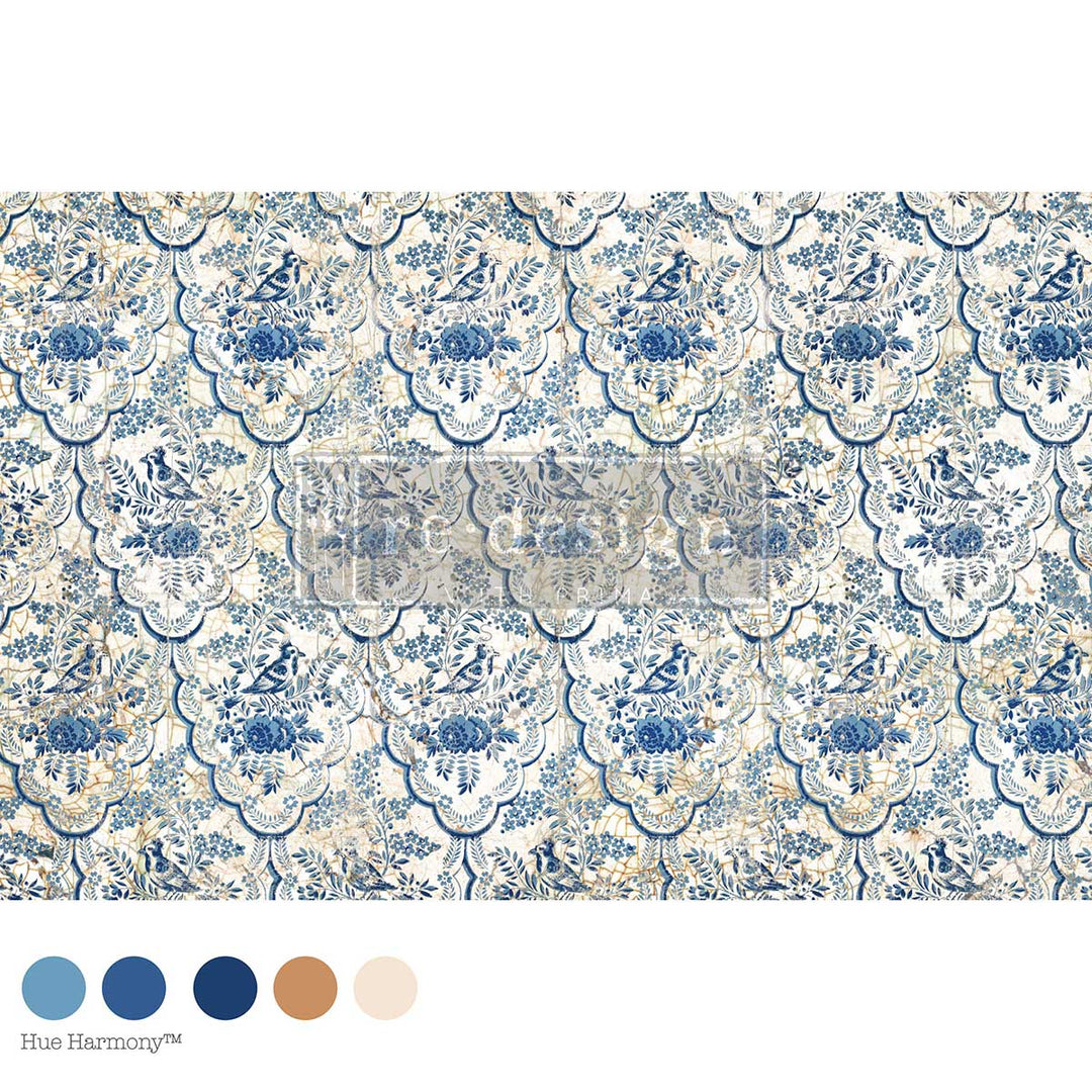 LIMITED! Redesign Decoupage Fibre - DELFT AVIARY (49.53cm x 76.2cm)