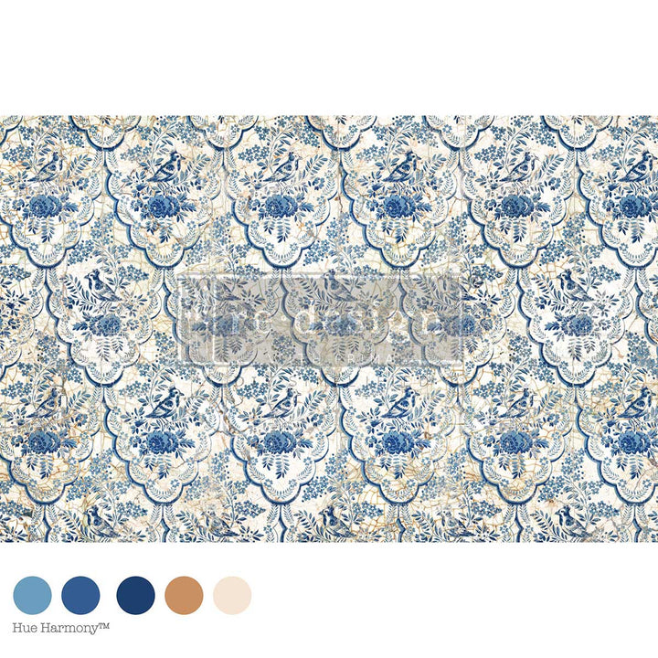 LIMITED! Redesign Decoupage Fibre - DELFT AVIARY (49.53cm x 76.2cm)