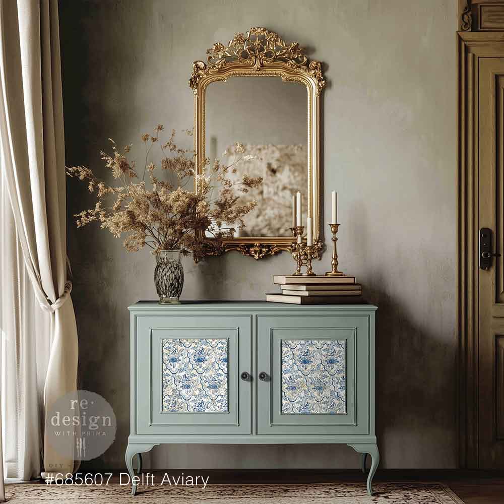 LIMITED! Redesign Decoupage Fibre - DELFT AVIARY (49.53cm x 76.2cm)