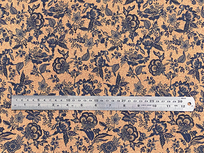 Adhesive Cork Fabric - DELFT BLUE BLOSSOM