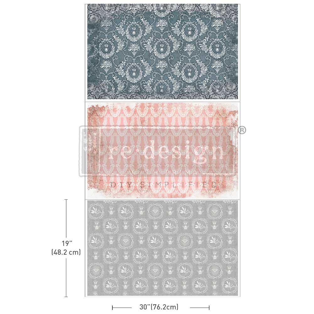NEW! Redesign Decoupage Tissue Paper Pack - DELICATE CHARM (3 sheets, each 49.53cm x 76.2cm) - Rustic Farmhouse Charm