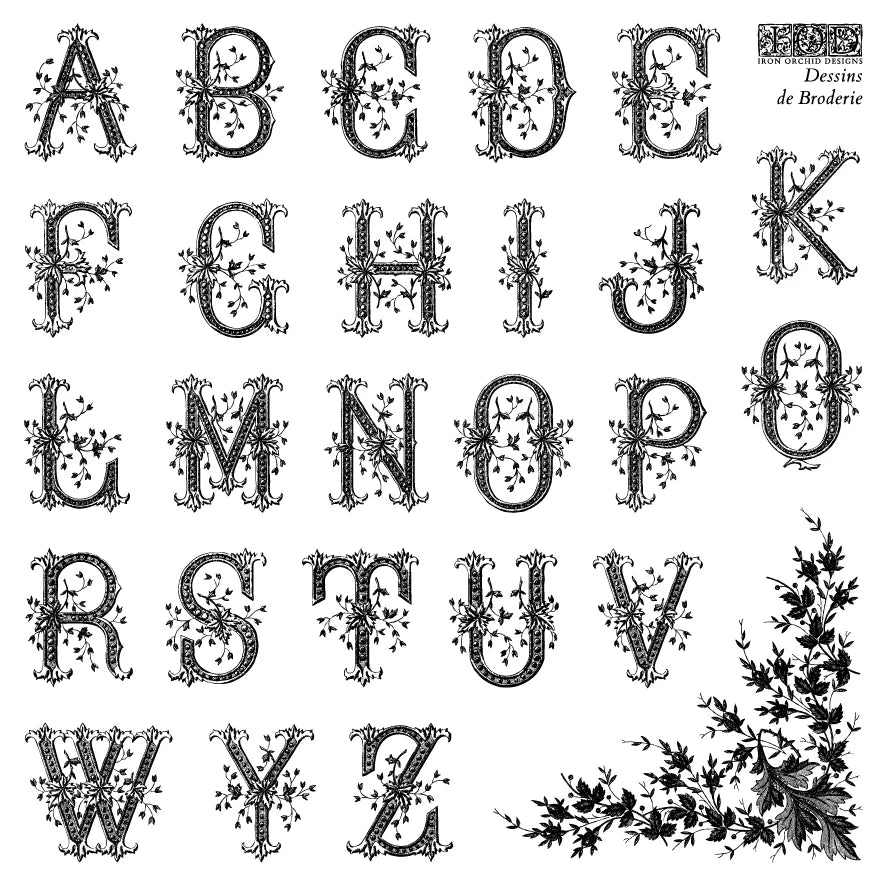 NEW! IOD Stamp Box Set - DESSINS DE BRODERIE (4x 6"x6", 15.24cm x 15.24cm) - Rustic Farmhouse Charm