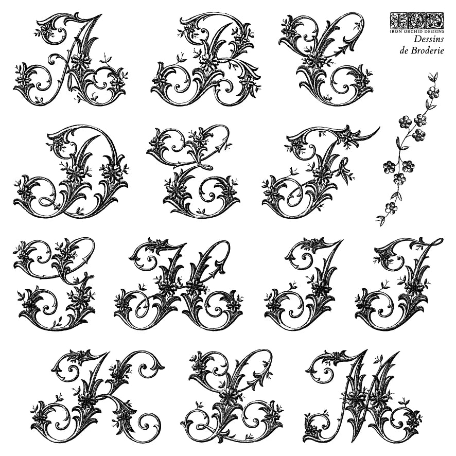 NEW! IOD Stamp Box Set - DESSINS DE BRODERIE (4x 6"x6", 15.24cm x 15.24cm) - Rustic Farmhouse Charm