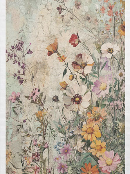 Decoupage Tissue Paper - Distressed Floral Print - Rustic Farmhouse Charm