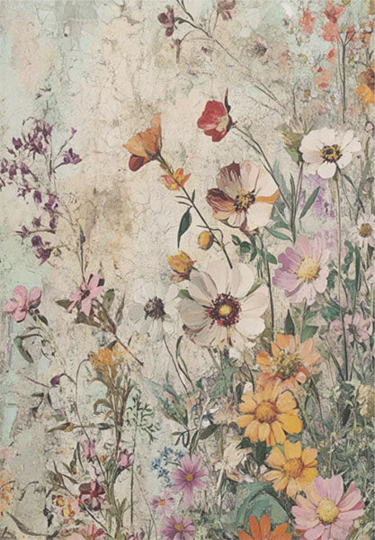 Decoupage Tissue Paper - Distressed Floral Print - Rustic Farmhouse Charm
