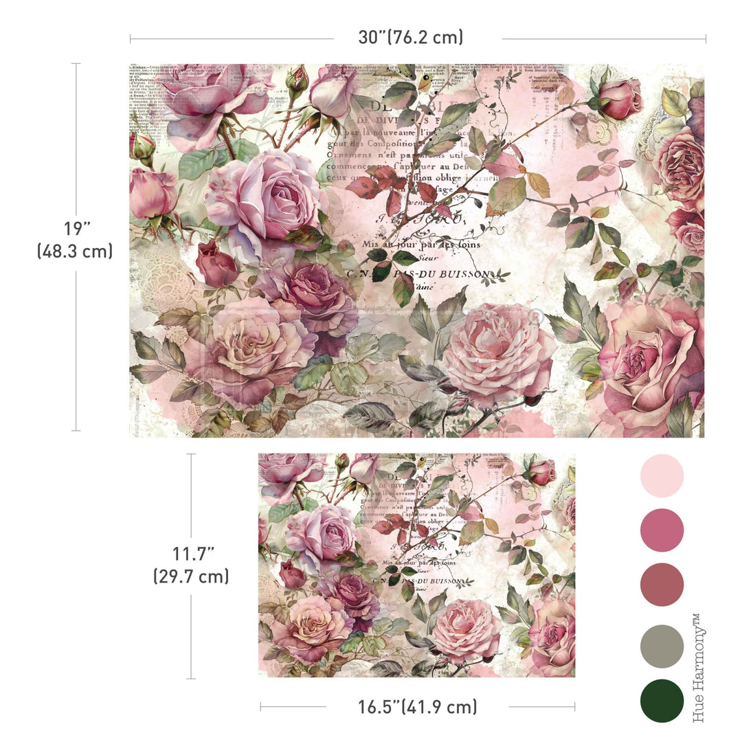 NEW! Redesign Double Delight Decoupage Fibre Paper Set (2 Sheets) - DUSTY VELVET MAUVE - Rustic Farmhouse Charm