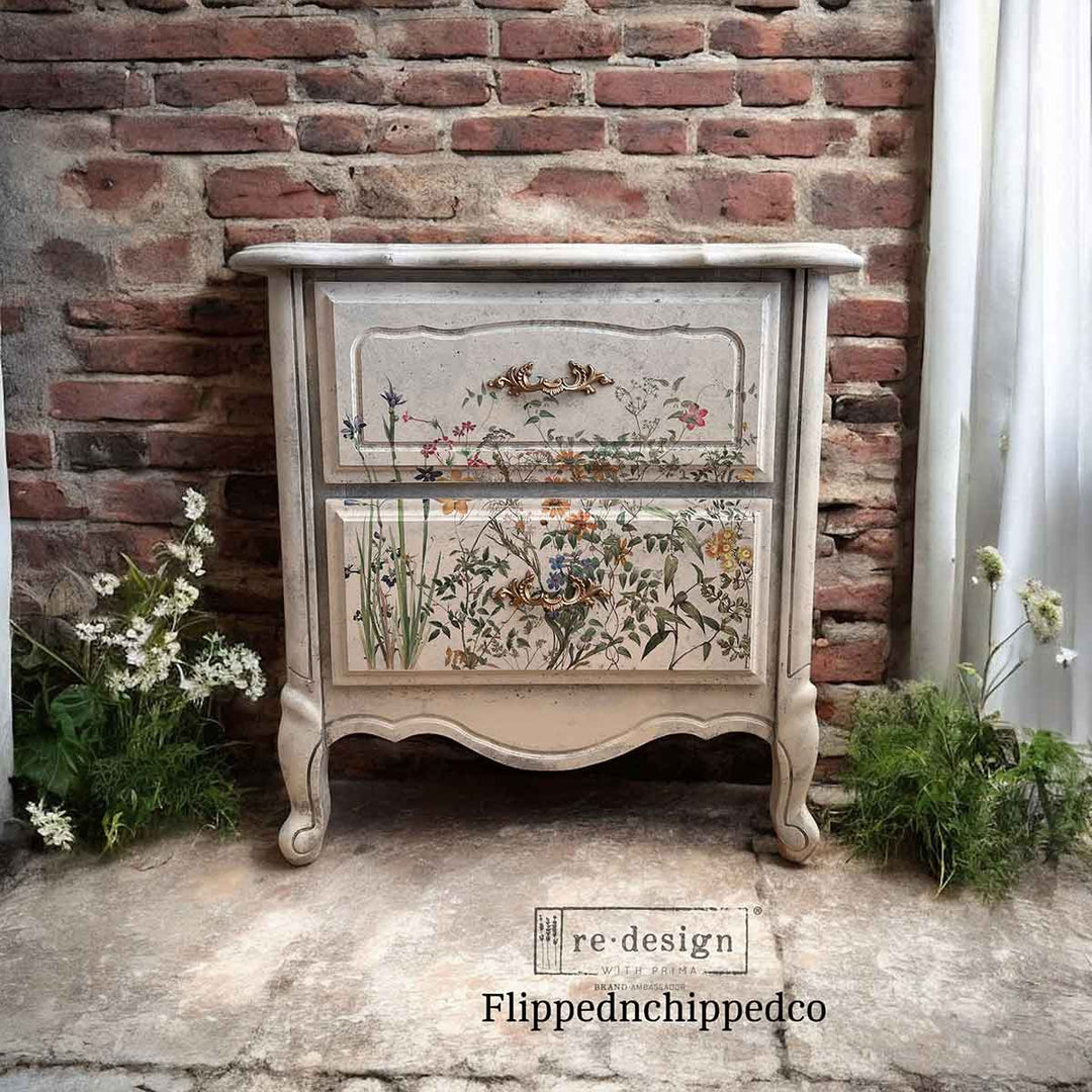 NEW! Redesign Maxi Transfer - ECLAT FLORAL (2 sheets, each 30.48cm x 30.48cm) - Rustic Farmhouse Charm