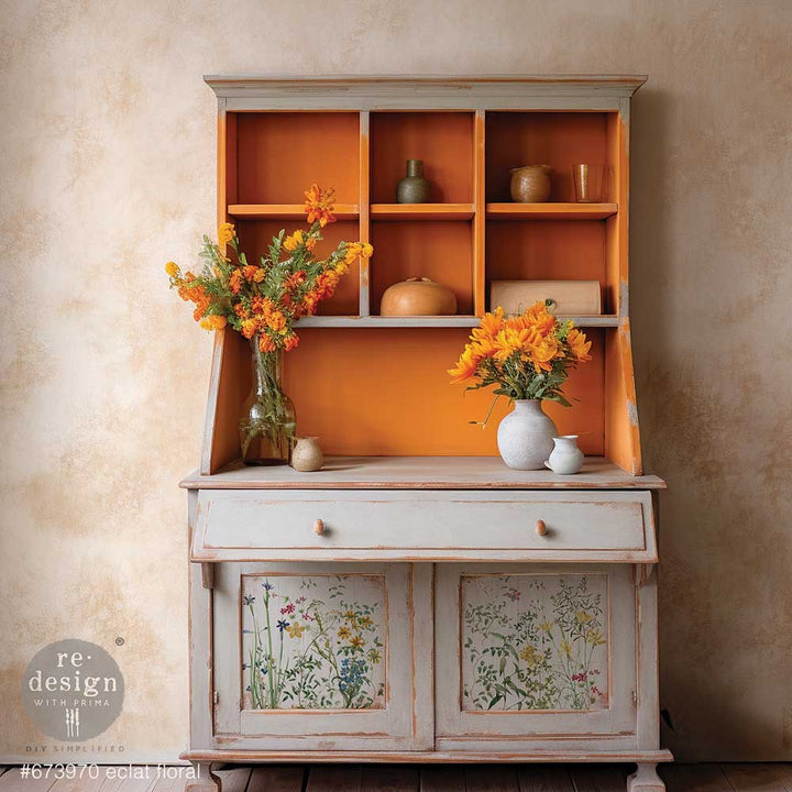 NEW! Redesign Maxi Transfer - ECLAT FLORAL (2 sheets, each 30.48cm x 30.48cm) - Rustic Farmhouse Charm