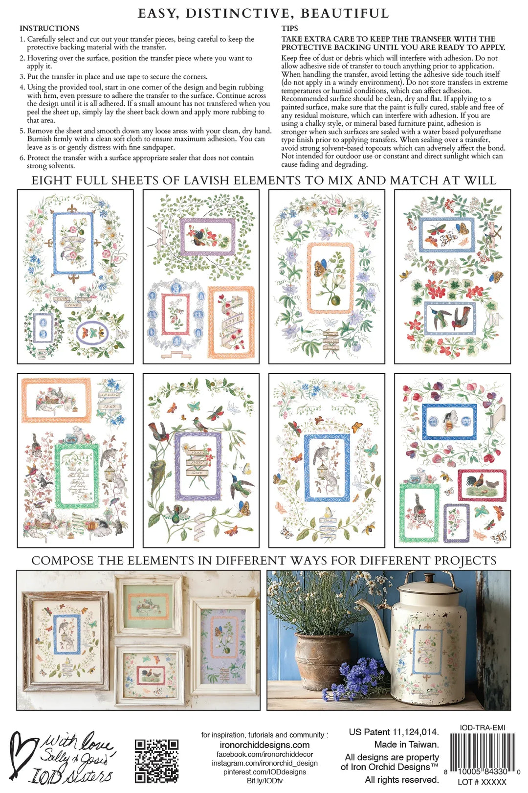 NEW! IOD Transfer Pad - EMILY CLARE (set of eight 8"x12" sheets) - Rustic Farmhouse Charm
