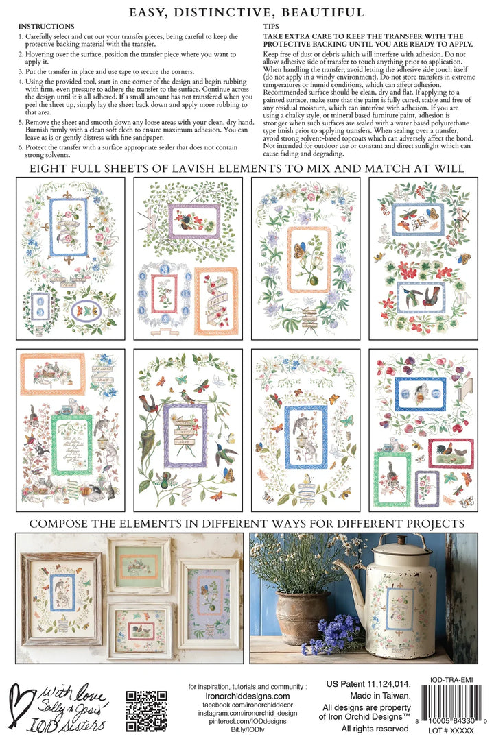 NEW! IOD Transfer Pad - EMILY CLARE (set of eight 8"x12" sheets) - Rustic Farmhouse Charm