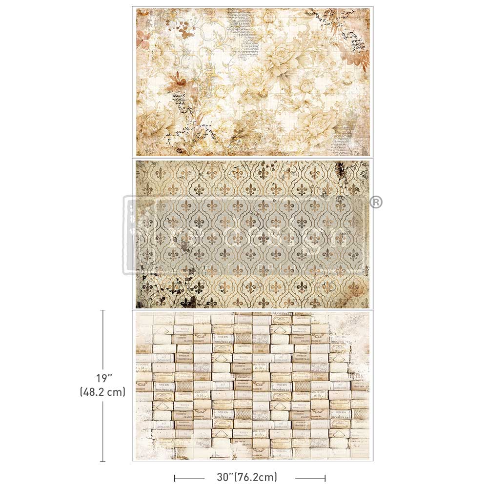 NEW! Redesign Decoupage Tissue Paper Pack - ENCHANTED ROMANCE (3 sheets, each 49.53cm x 76.2cm) - Rustic Farmhouse Charm