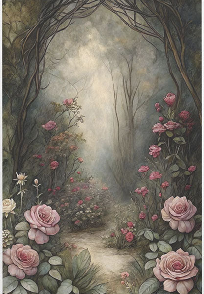Decoupage Tissue Paper - Enchanted Rose Path