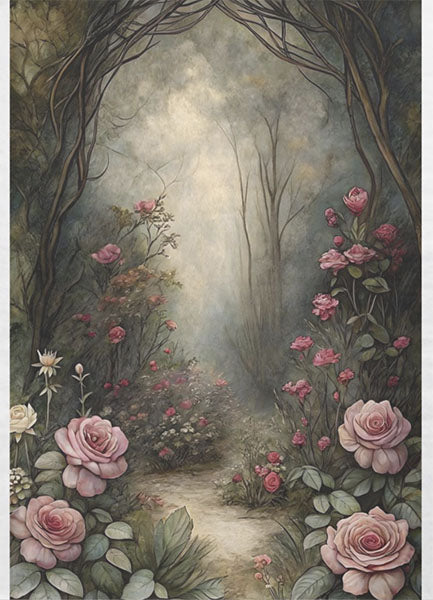 Decoupage Tissue Paper - Enchanted Rose Path