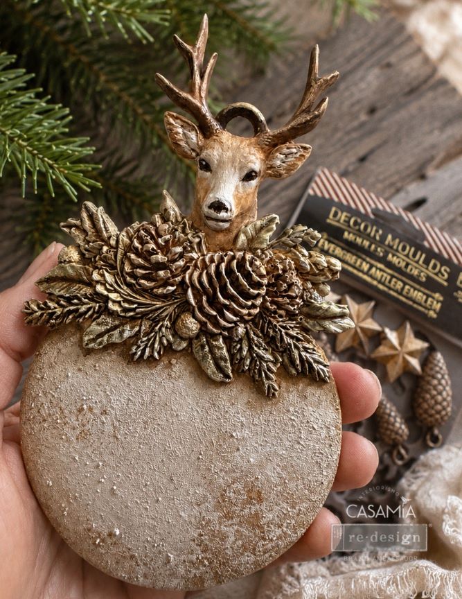 NEW! Redesign Mould - EVERGREEN ANTLER EMBLEM (5" x 8")