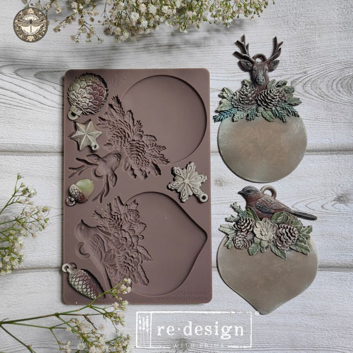 NEW! Redesign Mould - EVERGREEN ANTLER EMBLEM (5" x 8")