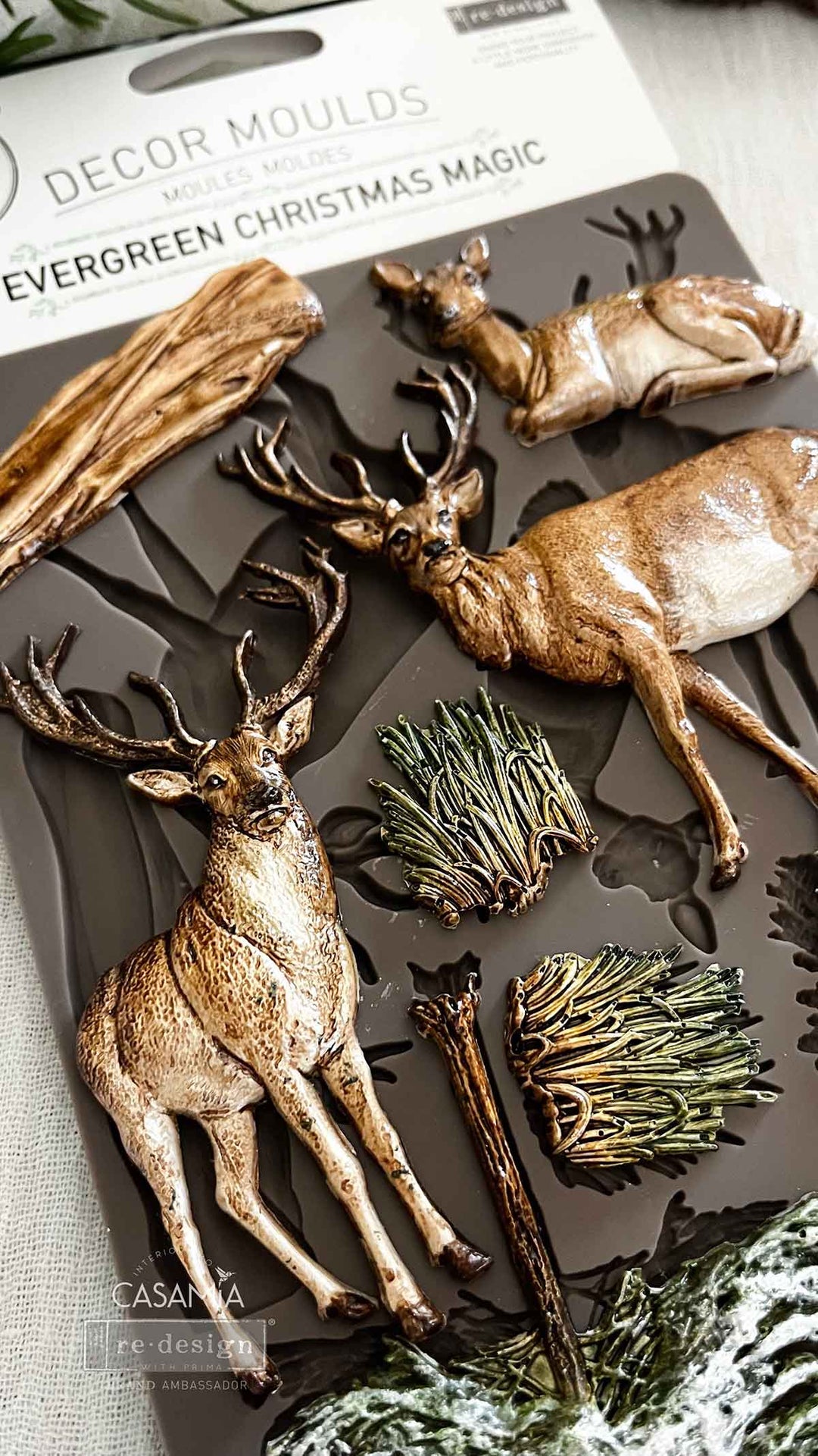NEW! Redesign Mould - EVERGREEN CHRISTMAS MAGIC (5" x 10") - Rustic Farmhouse Charm