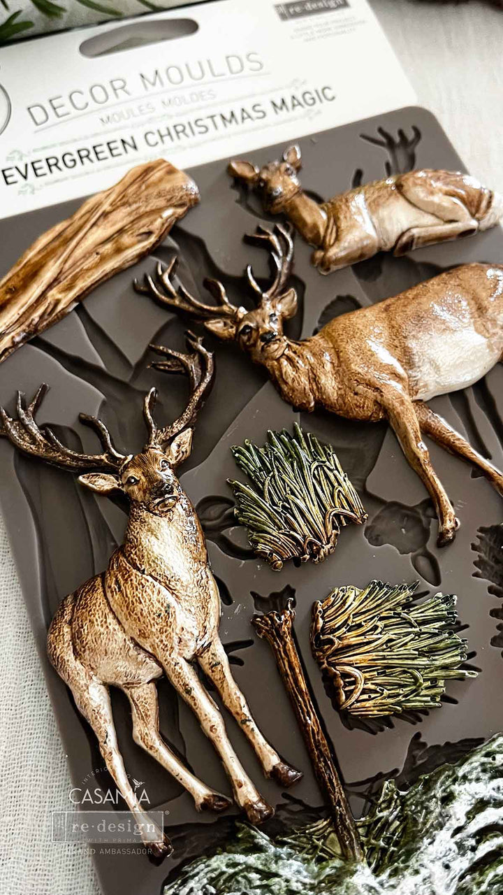 NEW! Redesign Mould - EVERGREEN CHRISTMAS MAGIC (5" x 10") - Rustic Farmhouse Charm