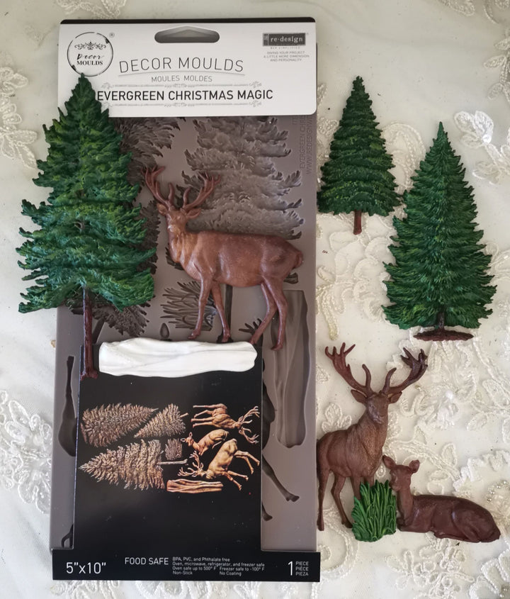 NEW! Redesign Mould - EVERGREEN CHRISTMAS MAGIC (5" x 10") - Rustic Farmhouse Charm