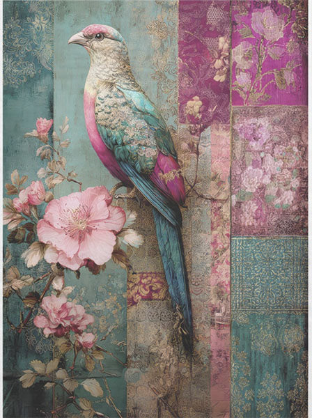 Decoupage Tissue Paper - Exotic Oriental Bird Tapestry (45.72cm x 60.96cm)