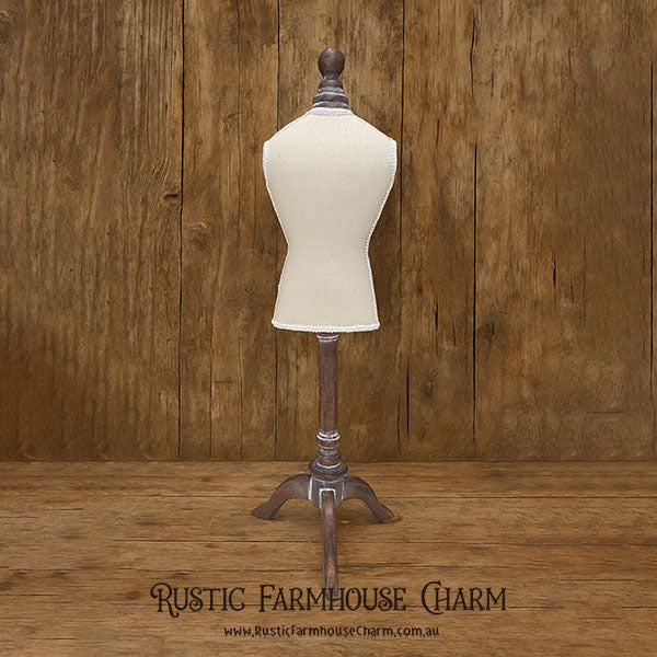 Vintage-style Dress Form with Linen/Cotton Body (66cm tall)