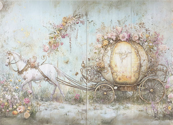 Decoupage Tissue Paper - Fairytale Floral Carriage (53.34cm x 73.66cm)