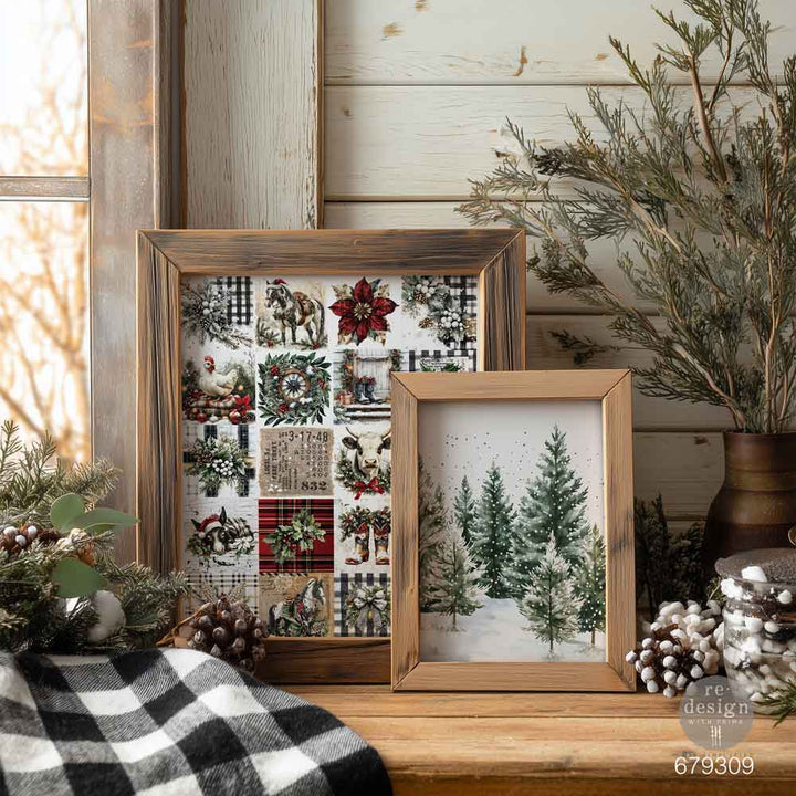 NEW! Redesign A4 Decoupage Fibre Paper Pack of 2 - FARMHOUSE FROST (21cm x 29.7cm)