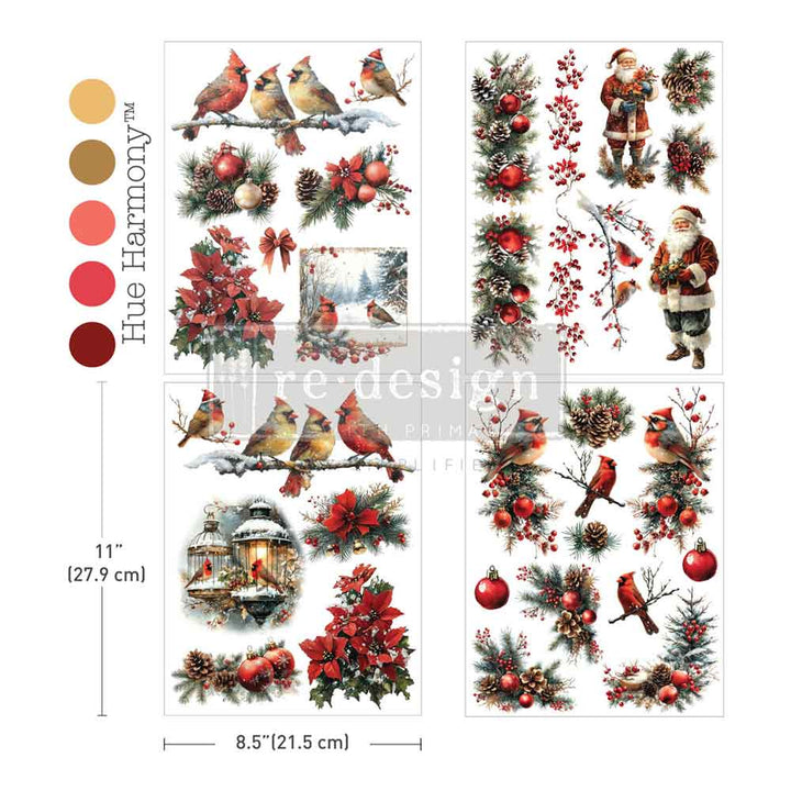 NEW! Redesign Middy Transfer - FEATHERED NOEL (3+1 sheets, each 21.59cm x 27.94cm)